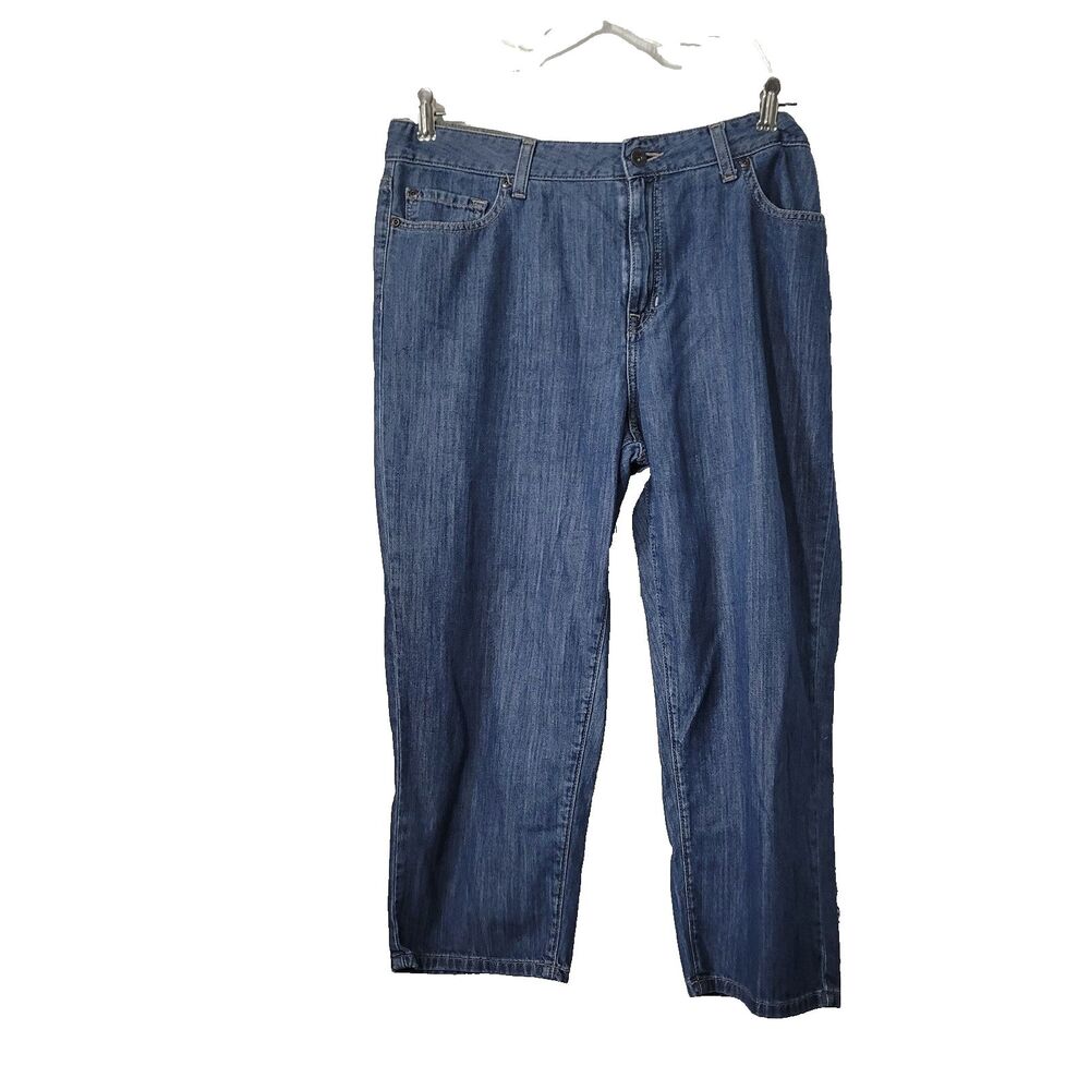L.L. Bean Classic Fit size 12 reg denim jeans ankle pockets zip button straight